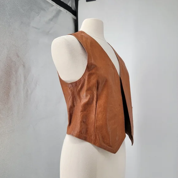 Brother Gambit Slick Vintage 70s Leather Vest Size Small Boho Western Southwest